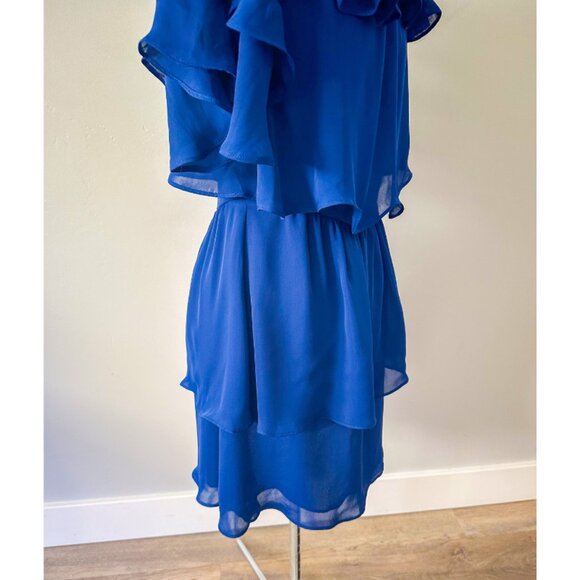 Parker Navy Ruffle Cold Shoulder Tiered Cocktail Dress - Picture 13 of 13